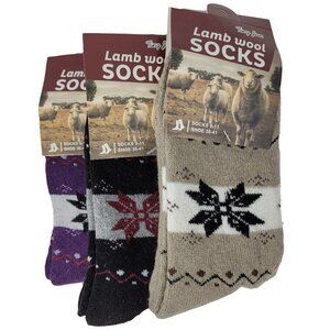 Women Lamb Wool Socks, Thermal Warm Winter Heavy Duty Boots Socks. 3 Pack, NEW